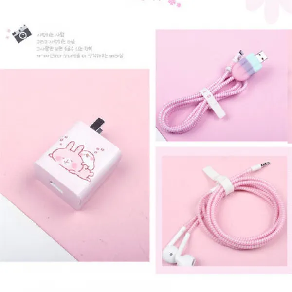 헤드폰정리기 화웨이 nova5pro충전기 파우치 이어폰 애니메이션 끊어져갈라짐 정리 케이블 개성 스티커, 기본, T15-1004카드 나흘 라(아이스크림)-H86