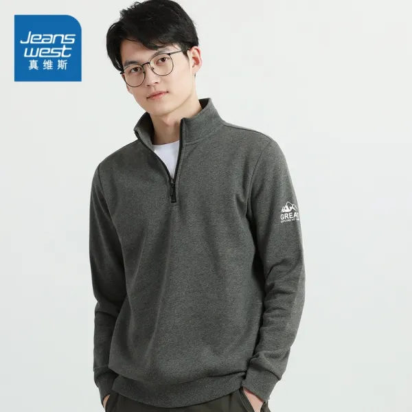 정말 Wies 남성의류 겨울 앞 미드 지퍼 반절 프린트 브라다 속사정을 파악하다 학생 청년 풀오버
