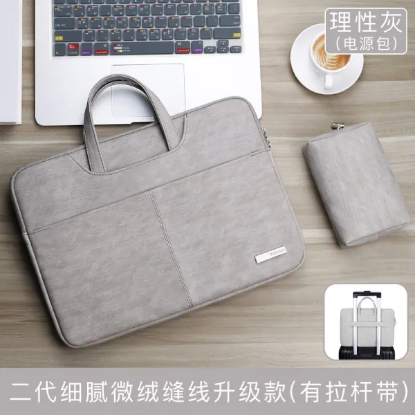 노트북가방 HP별 14CE0027TX컴퓨터가방 14inch66Pro G1슈퍼급 권 12여성 13.3휴대용가방 15.6노트 13남자시아버지 서류가방 상큼 문예 패션 비즈니스 심플, C06-2세대 섬세한 벨벳 스티치 업그레이드형(타이 스트랩이 있어)-이성적 재+전원선파우치