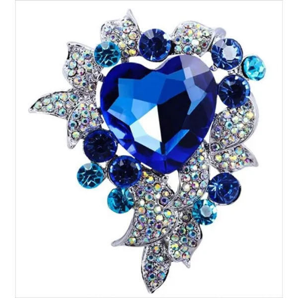 jewelry rise 브로치 블루 크리스탈 & 지르코니아 결혼식 이차 파티 행사 리셉션 데이트 아이템 (Blue 스