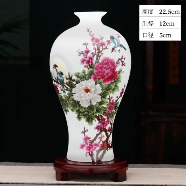 Mar.22 77번 박고대 장식 경덕진 옹기 미니 화병 현대 신중식 가정 거실 술장 장식품 공예z 달꽃 화병 + 나무 페 데 스 탈