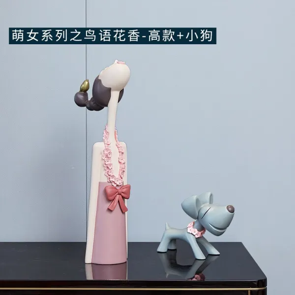 여인상 북유럽인테리어 거실 사무실 집꾸미기, 여인2 강아지