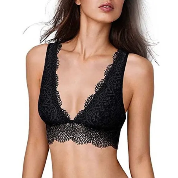 YIANNA 레이스 Bralette 여자의 깊은 V 목 Unpadded 레이스 긴 선 급락 Bralette 브래지어 PROD264000061