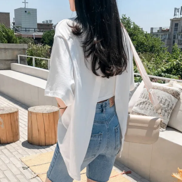 화이트폭스 박시핏백트임포인트티셔츠 반팔 티셔츠