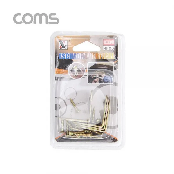 제이제이마트 Coms 꺾쇠 30mm 4pcs 직각 모서리 장석 코너철 경첩 꺽쇠
