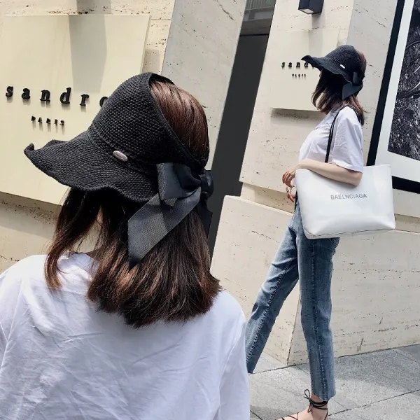 한국판 여름춘추 나들이에 나선 햇볕 감출 날은 여학생들이 자주 착용하는 문예어부 모자 겨울 꼭짓점 태양 흑색 조절 가능, 단일상품