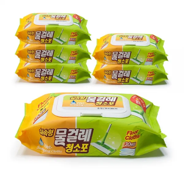 샤인 가장 많이 쓰는 물걸레청소포 청소용물티슈 30매, 6팩
