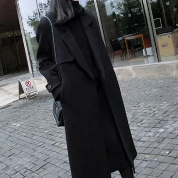 Kirahosi 롱코트 가을 겨울 여성 모직 캐시미어 롱코트 자켓 아우터 슬림핏 코트 110 375 블루 카키