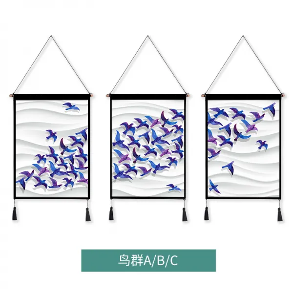 가리개 벽커튼 암막 커튼 포인트 인테리어 커튼 민박 배경 천 장식 방 ins 벽 천 침실 북유럽 매달려 캔, 새 떼