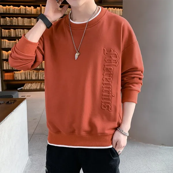 남자맨투맨패션 정직하다 트렌드 스타일리쉬 남성 가을 캐쥬얼 롱슬리브티 4810954611, warm orange 4XL
