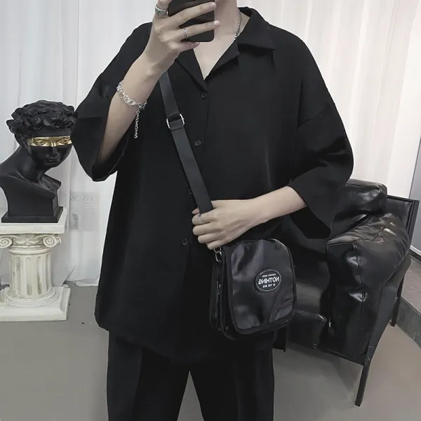 라랑라랑 칠부 소매 깡패 두목 루즈핏 트렌드 인싸템 드랜드 Chic 반팔 머메이드한 와이셔츠