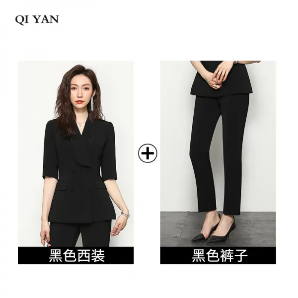 여성 여름 저장세트 면접룩 투피스 공무원 정장 재킷 얇은 공식적인 마모 고급