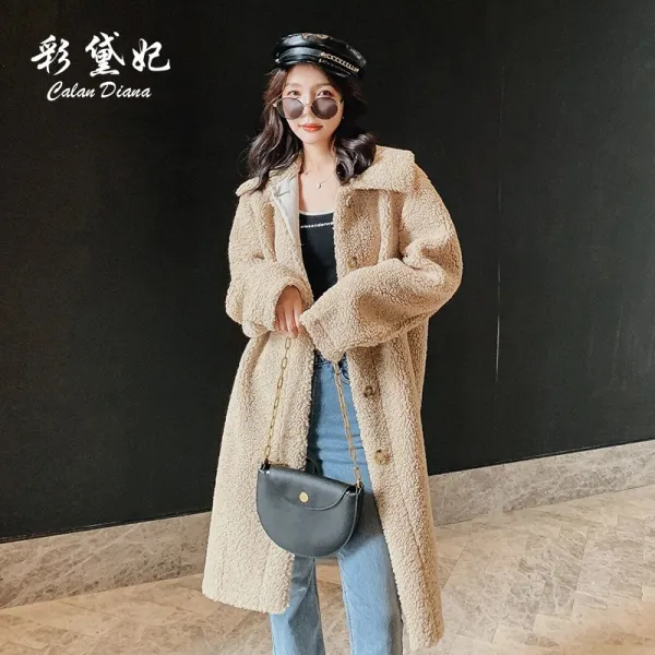 램스울 롱 슬림 폴라폴리스 인조퍼 롱 자켓 코트