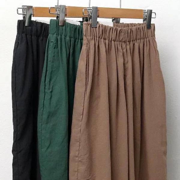 나야홍 빅사이즈 여름 린넨 밴딩 면 배기 팬츠 미시옷 2664405 