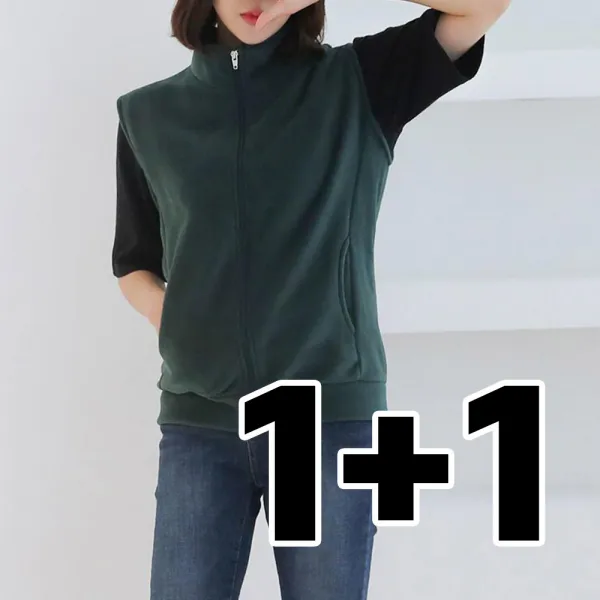 [1+1] 여성 가을 10컬러 캐주얼 폴라 후리스 집업 조끼