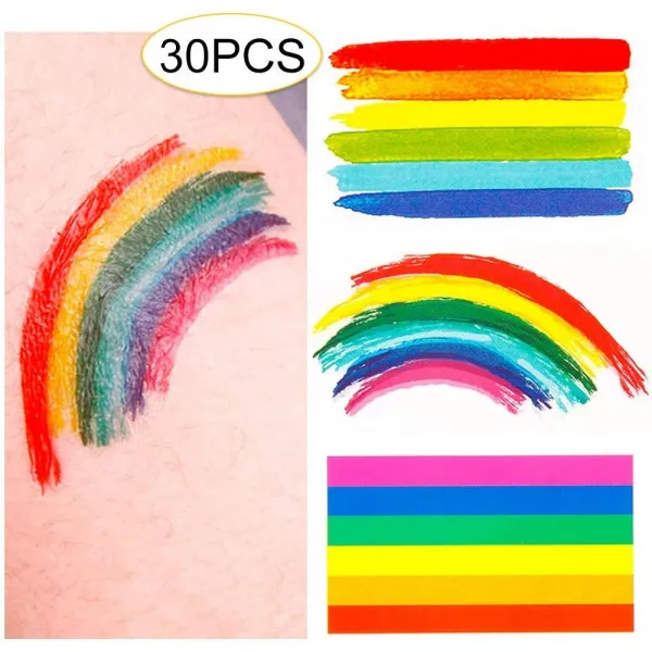 Qiuye 30 개 Pc를 게이 프라이드 무지개 스티커 3 개 스타일 임시 타투 레인보우 몸은 당사국에 대하여 축 상세페이지참조 None