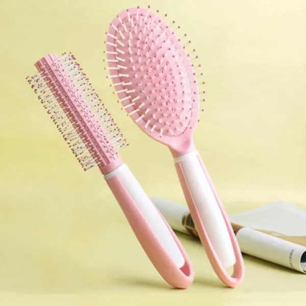 컬링빗 자 에어백빗 내부 단추 거울 불다 스타일링 단발 여성 볼륨 집에서 묵다 정전기, 핑크 헤어 롤  빗 에어백빗