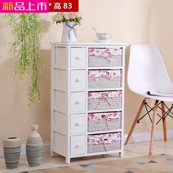 2019 신상품 택견식 수납장 5 층 수납함 전원 간이실목등나무편정리관물함 침실사물함 거실 사물함 집집이 10흡연 G110 백색 (쇄화, 단일상품