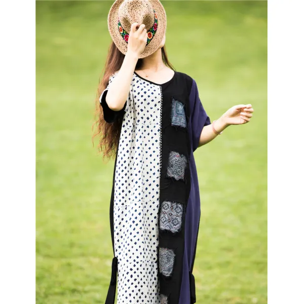 Bear 패치워크 원피스 짜집기 의상 여자 누더기 패션 Gc 000080621