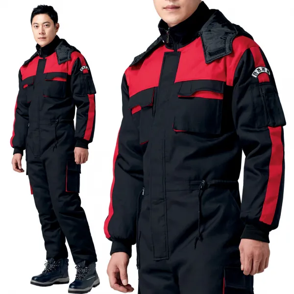 KSK-26 겨울 일체형 작업복 정비복 검정+빨강 스즈끼복 우주복 패딩 근무복 현장복 빅사이즈 방한복 72P