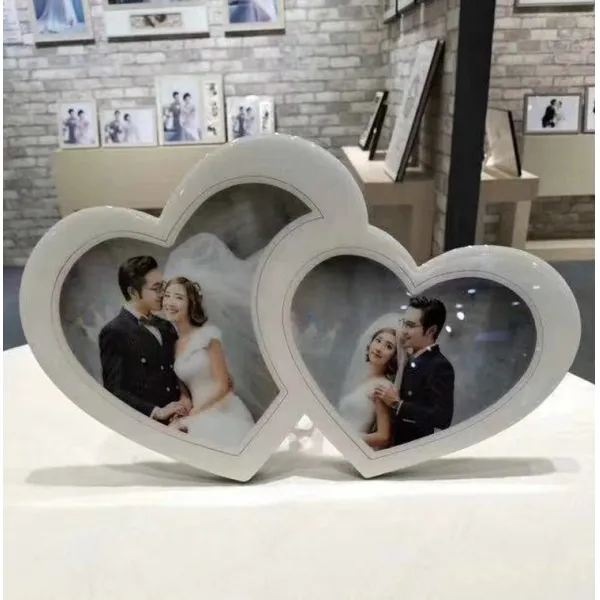 액자세트 love대한 크리스탈 사진 액자 진열대 아이디어 개성 예술 조합 원피스형 프레임, C06-쌍심 진열대 12inch(30x25cm)