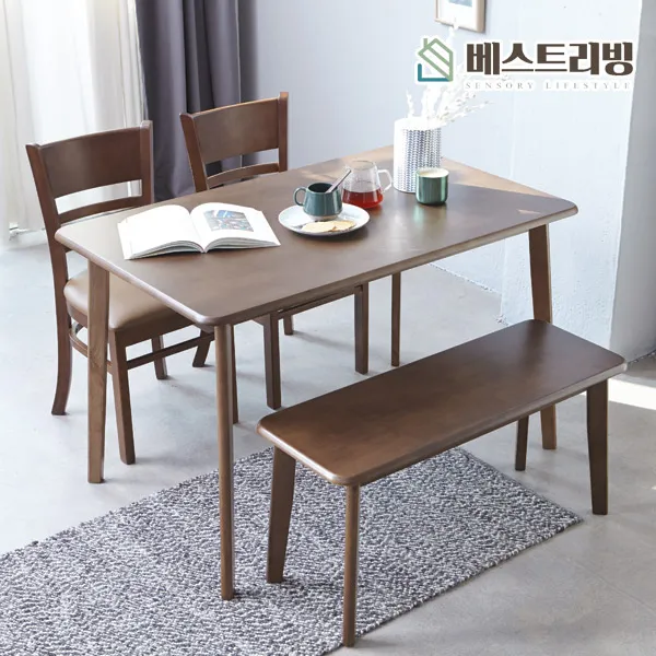 베스트리빙 *1만조 누적판매 스타벅스 후기이벤트 진행*캔버라 모카 캘빈 4인식탁세트 원목벤치형 C34 식탁세트 모카브라운