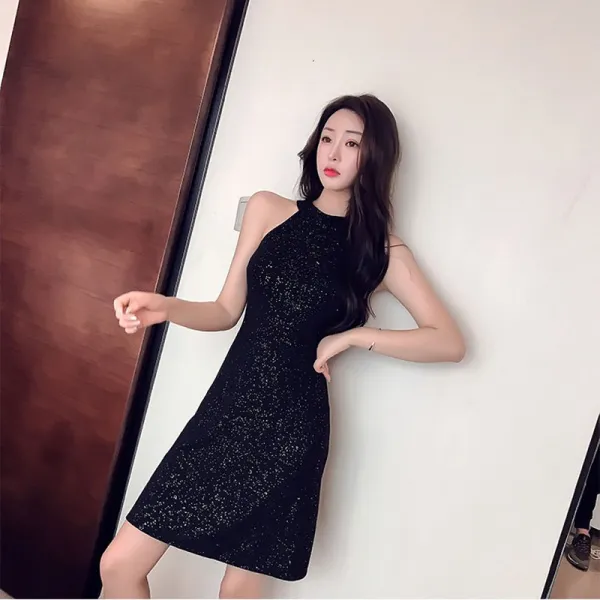 하모하모 섹시 인싸템 틱톡 셀럽 글리터 스타일리시 나이트클럽 여성의류 슬림핏 목걸이 나이트팩