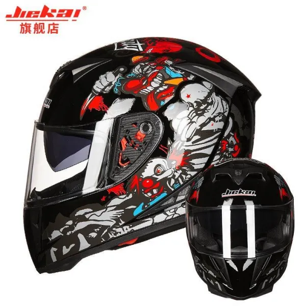 오토바이헬멧 렌즈 서리낌방지 라이더자켓 개성적인 트렌디 안전헬멧 여름 오토바이 헬멧 남녀 온헬멧 세트 C05 도발 투명 서리낌방지