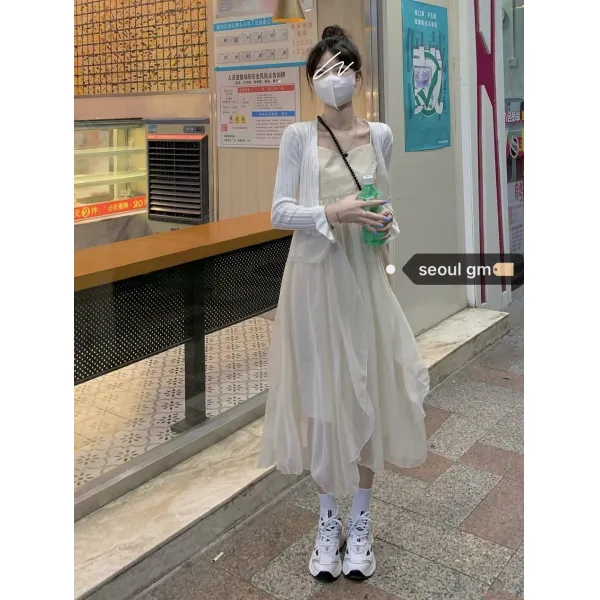 SEOUL 스윗 인간 세상에 내려오다 스위트 샤랄라 롱 니트 레쉬 가디건 여성
