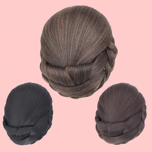 Themins 더민스 소피아 업스타일 가발 똥가발 당고머리 한복머리스타일 승무원 가채 1개 블랙 레드