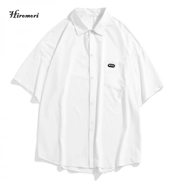 Hiromori 메인 반팔 셔츠 남 봄여름 오버핏 티셔츠 코트입니다