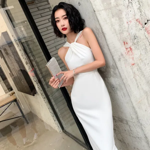 해외구매대행 홀터 실링넥 셀프웨딩드레스 화이트 리셉션 드레스