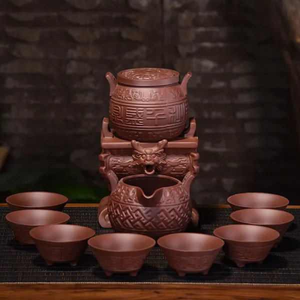 호봉 자사 자동 다기 디어 게을러 맨방 뜨거움 쿵푸 가정용 다주전자 찻잔 바다 다도, 용자동 다기