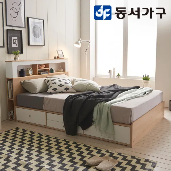  동서가구 아덴 4서랍 Led 퀸 수납침대_7존독립매트