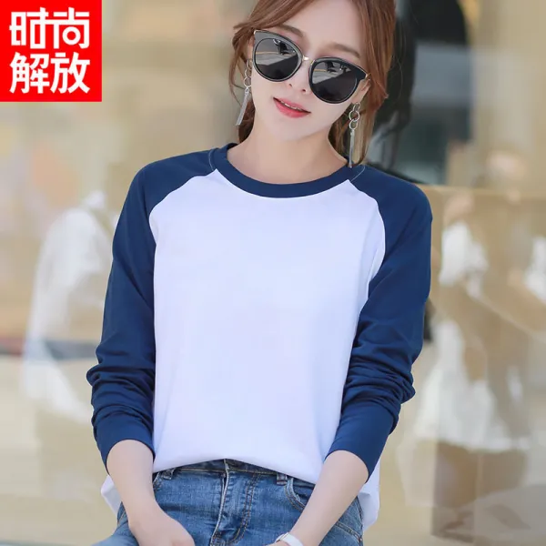 SHISHANGJF 여성 캐주얼 라운드넥 긴소매 티셔츠 45405596