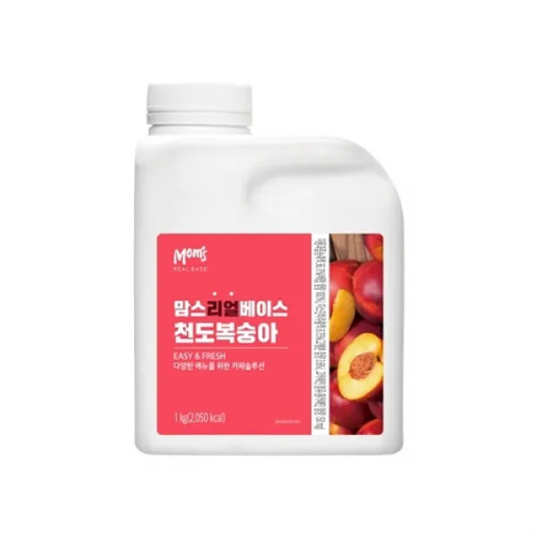 흥국 맘스리얼베이스 천도복숭아 1kg 음료베이스 에이드 스무디, 1개