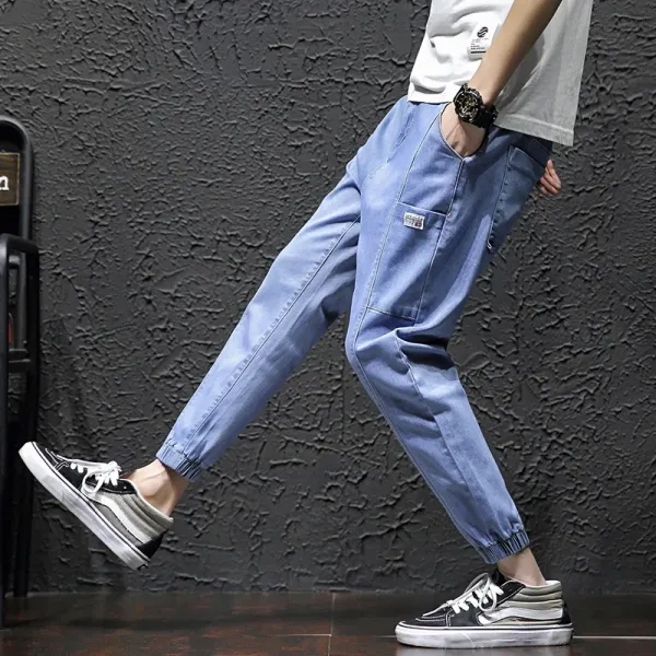 팬츠 남 트렌드 chic 트랙 인스 카고 캐주얼 낙낙 와이드 통 청바지 패션, 연한색