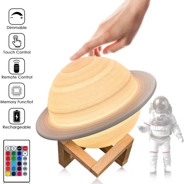 SOONHUA 16 색 LED 토성 달 무드등수면등 수유등 야간 조명 3D 리모컨 USB 충전식 생일 선물