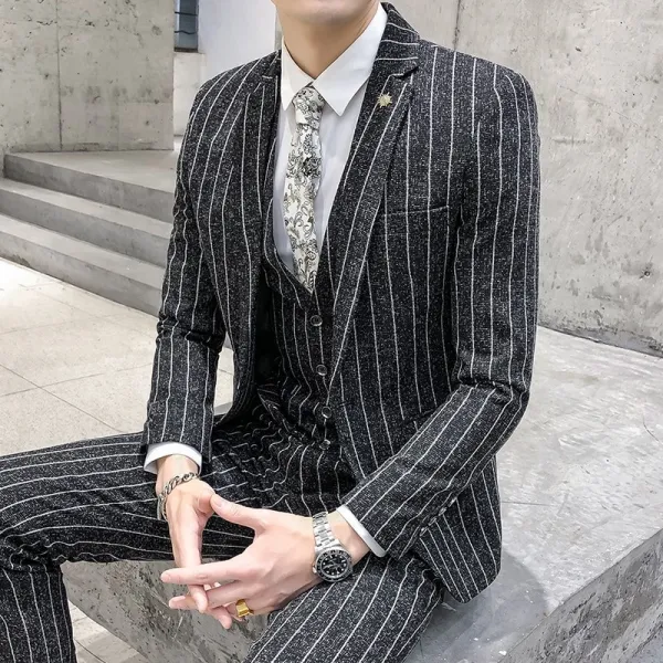 남성 의류 남성 정장 스트 라이프 슬림 청소 비즈니스 캐주얼 경력 험담 신랑 웨딩 남자 정장 드레스 투피스 세트 블레이져0049 