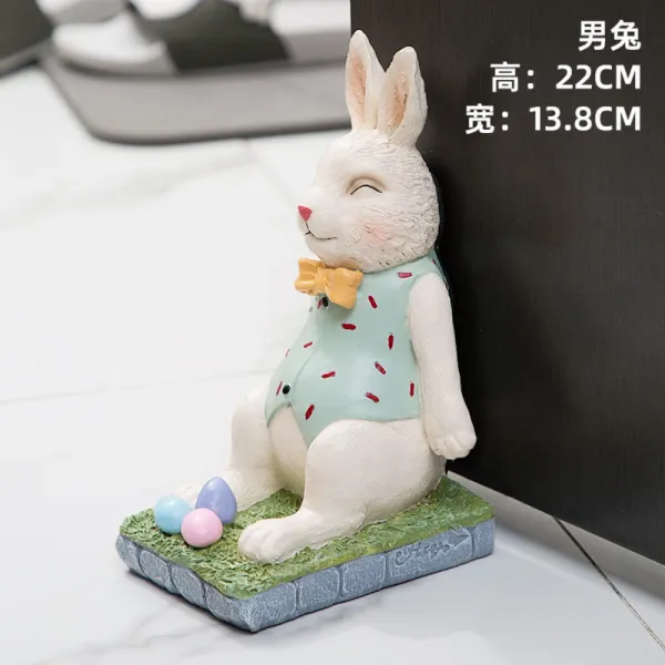 문 손끼임방지 방문 현관문 도어 스토퍼 문쾅 닫힘 보호 고정 받침, 그린 남자 토끼 문간개