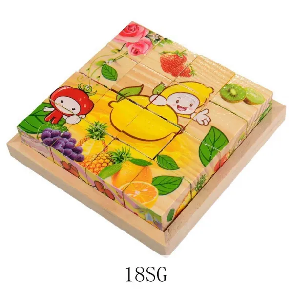HY 16 알의 목질조각그림 어린아동 3D 립체 6면 그림 3-6세 아기 지능조제 계몽적장난감장난감세트 QH19 A022, 18SG, 1팩