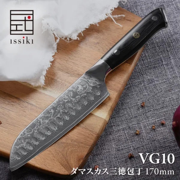 ISSIKI식칼 다마스쿠스 다용도 칼 17cm VG10스테인리스 내일 편한 식칼 칼 만능 칼 기프트 자축 선물 출, 단일상품