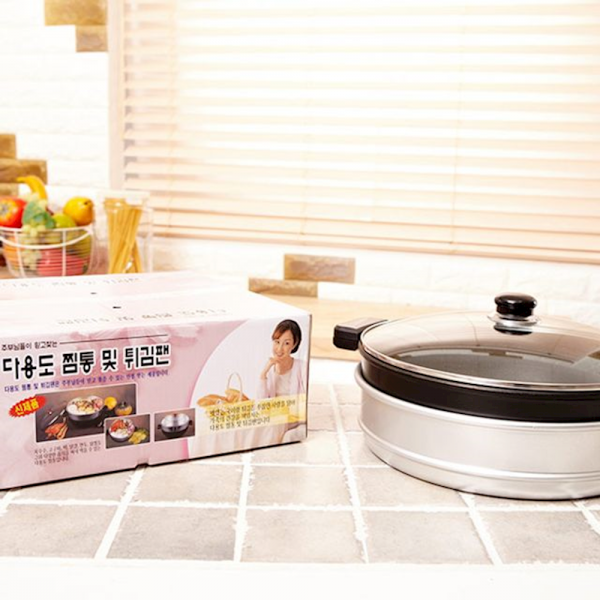 가정용 다용도 떡 시루 솥 찜솥 찜통 찜기 및 튀김팬 소형찜통 스팀찜기, 1개, 상세페이지참조()