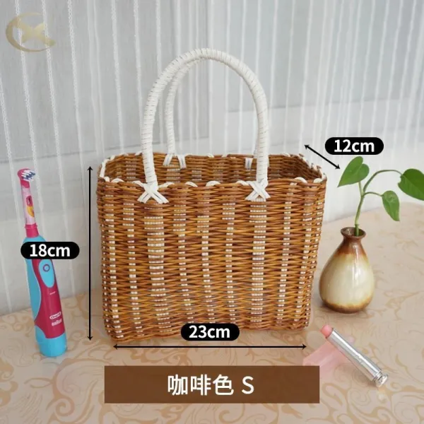 피크닉 소품 봄나들이용품 피크닉 바구니 잔디 는 과일 등나무 바구니에 과일을 담는 수납 상자 과일 바, 단일옵션, 커피색 스몰을 수출하다