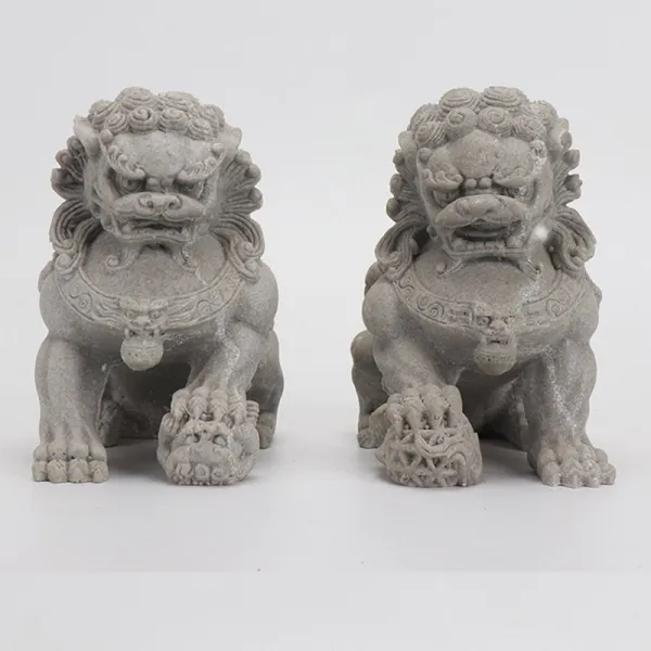 신 중국식 사암 돌사자 패턴 홈실 실내 거실 서재 나비장 티테이블 소프트 엔틱한디자인, 페일그레이 대