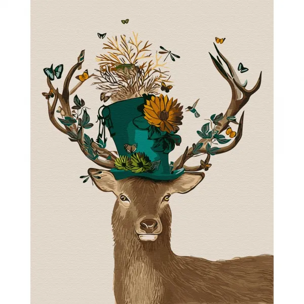 아트조이 DIY 명화그리기 (물감3배) 모자 쓴 꽃사슴 60x75cm