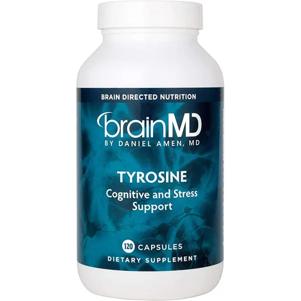Dr. Amen brainMD Tyrosine-1000 mg 120 캡슐-기분 및 부신 지원 보충제 정신 집중 명확성 및 에너지 부스터