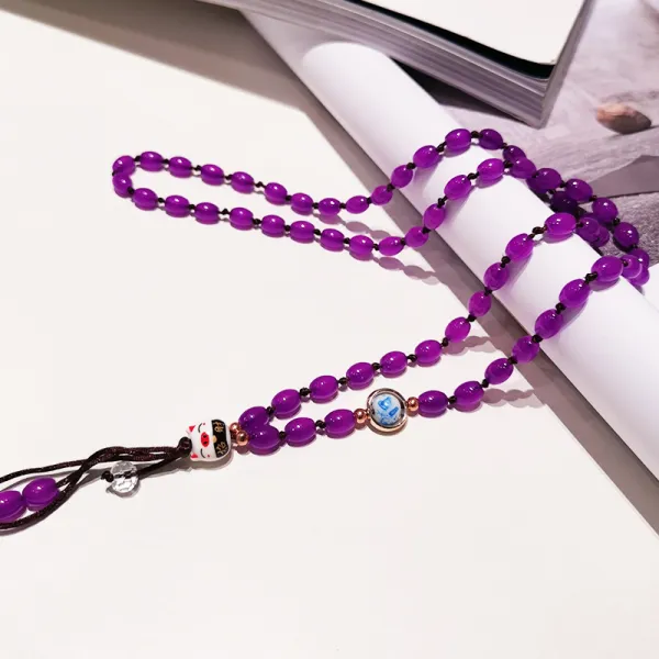 핸드폰 끈 여걸 멱살 꼬임 속국풍 비취옥 펜던트 크리스털 구슬 손목 애플 X 화웨이 오픈 Vivo 1 롱모데나퍼플 비취 걸개밧줄