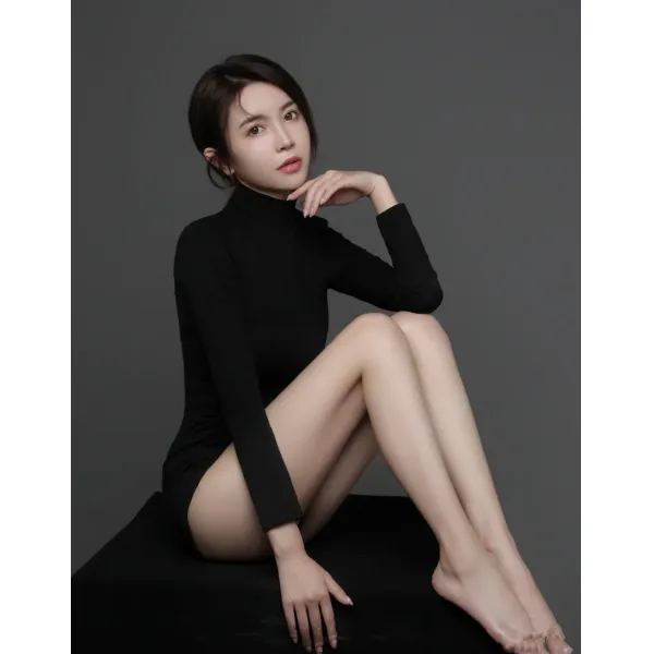 여성 바디프로필 의상 인플루언서 느낌 골지 슬림 스판 상의 올인원 스키니 점프슈트 (3색)