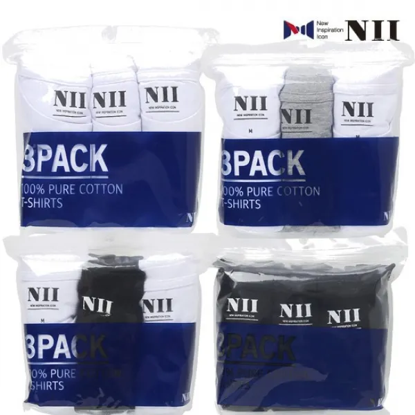NII 동아쇼핑NII*싹쓰리50% 찐특가~~목이잘안늘어나는 반팔면100%3팩(NNUARVX1101) 반팔 티셔츠